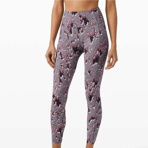 Lululemon Leggings Women’s 6 Gray Fast and Free High Rise Floral Flux 25” Tight